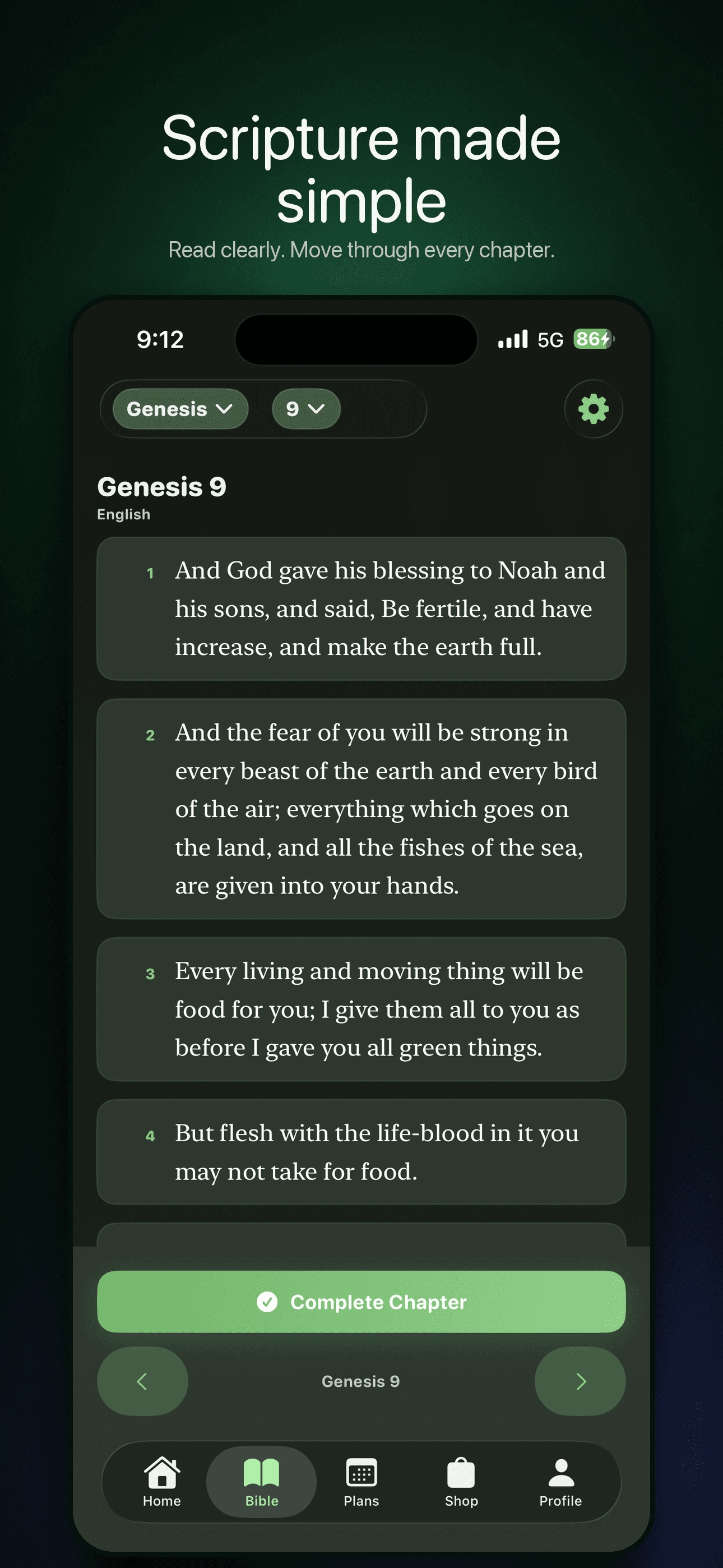 Scriptured daily reading screen