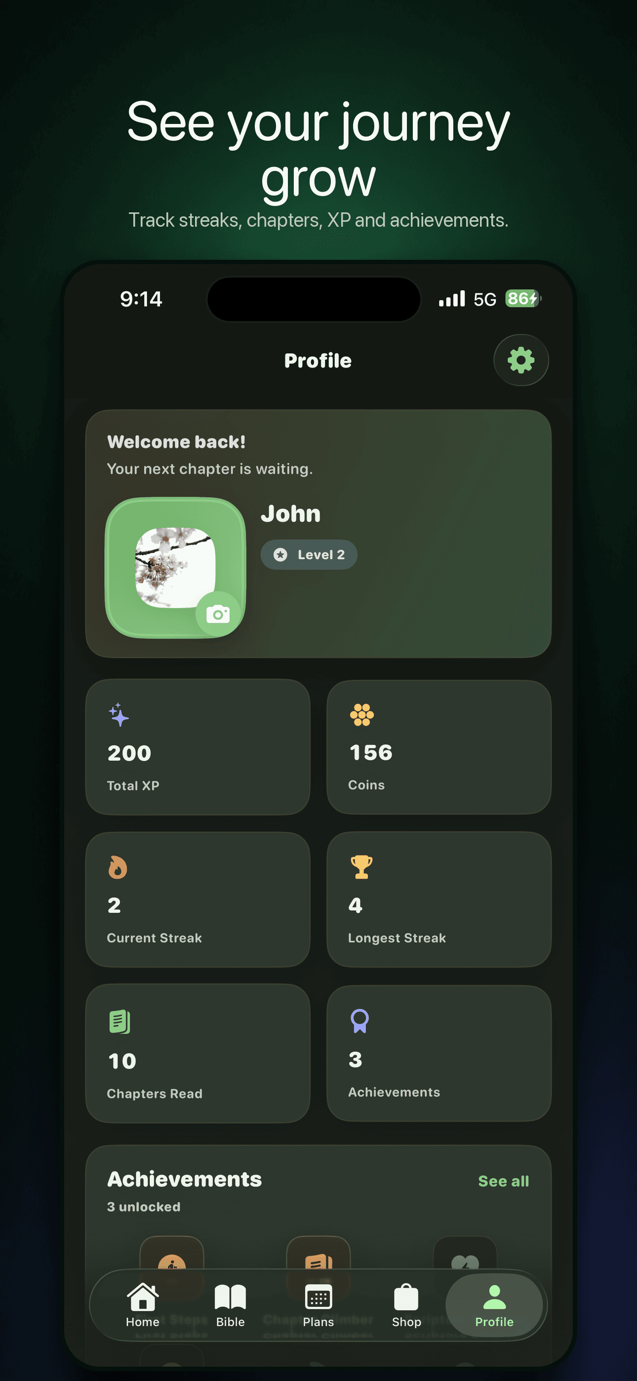 Scriptured profile screen
