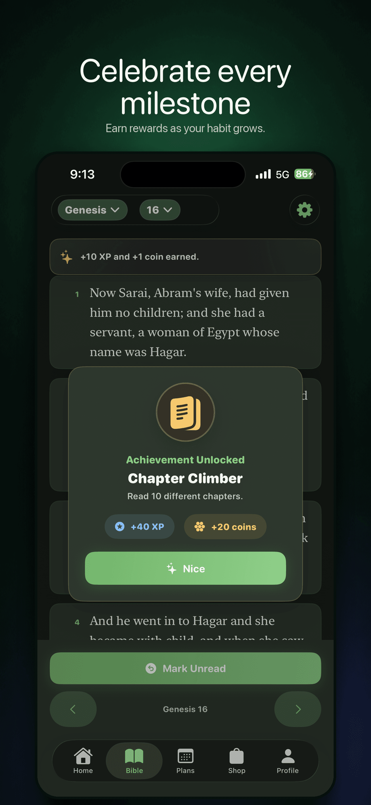 Scriptured rewards screen