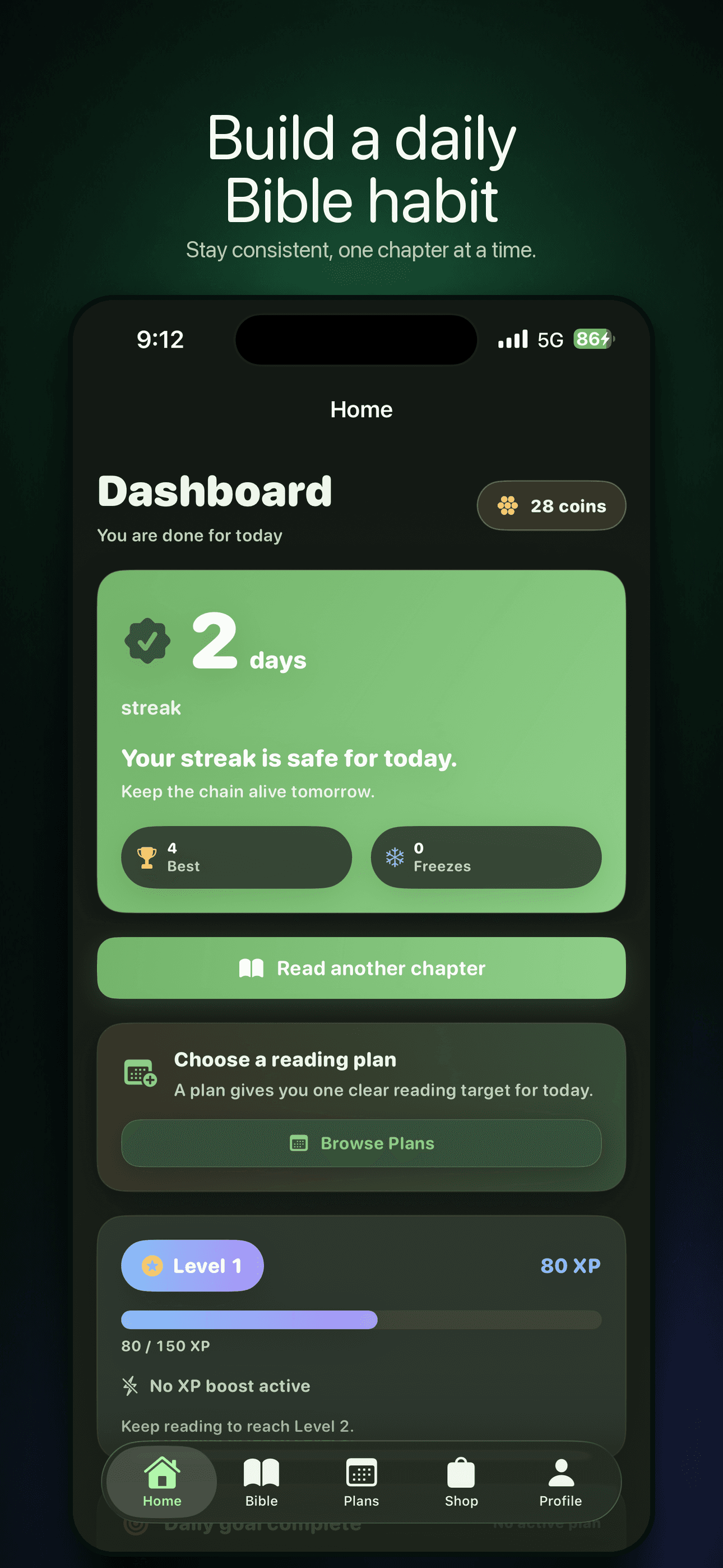 Scriptured streak tracking screen